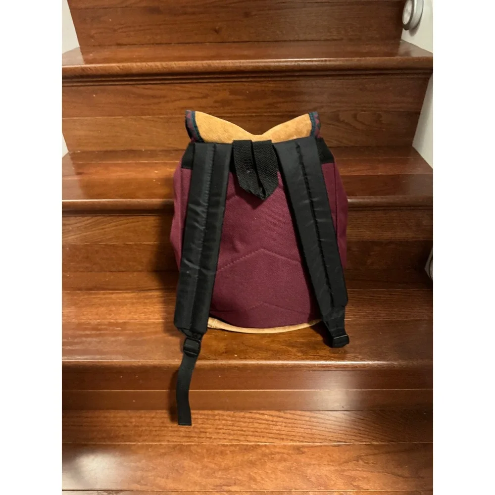 Outbrook Vintage Canvas Backpack Burgundy Suede Trim Southwestern Daypack Bag
